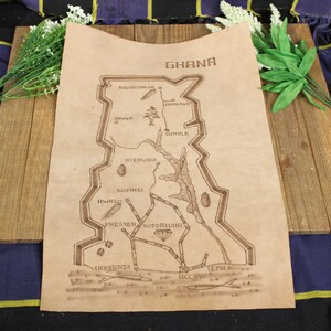 Felt Faux Leather Map of Ghana: African Home Decor (18in x 13in)