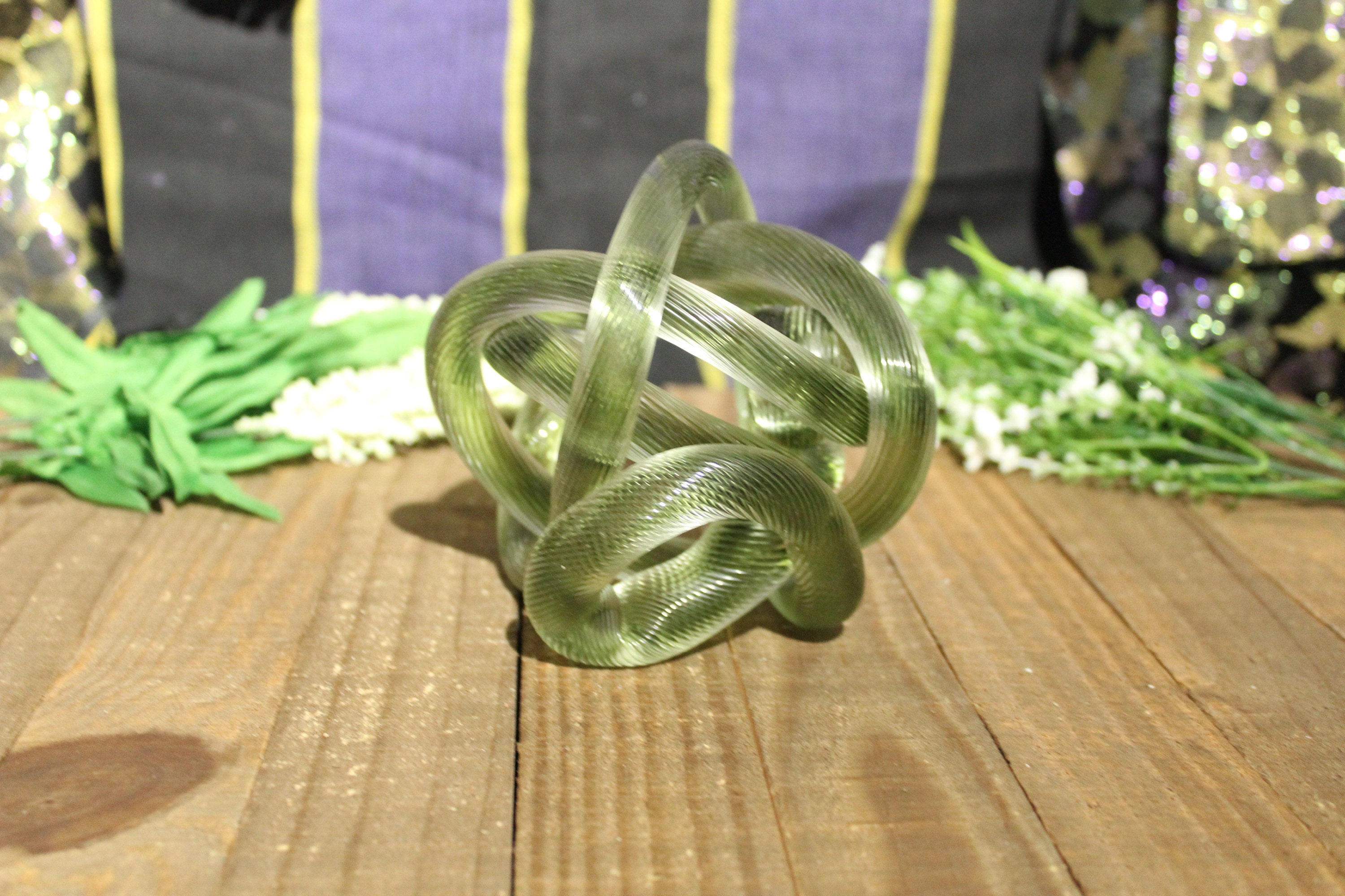 Glass Rope Green Twisted Round Sculpture Home Decor Knick Etsy