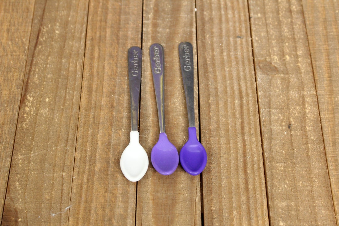 Gerber Rubber Tipped Metal Baby Spoons Lot of 3 Etsy
