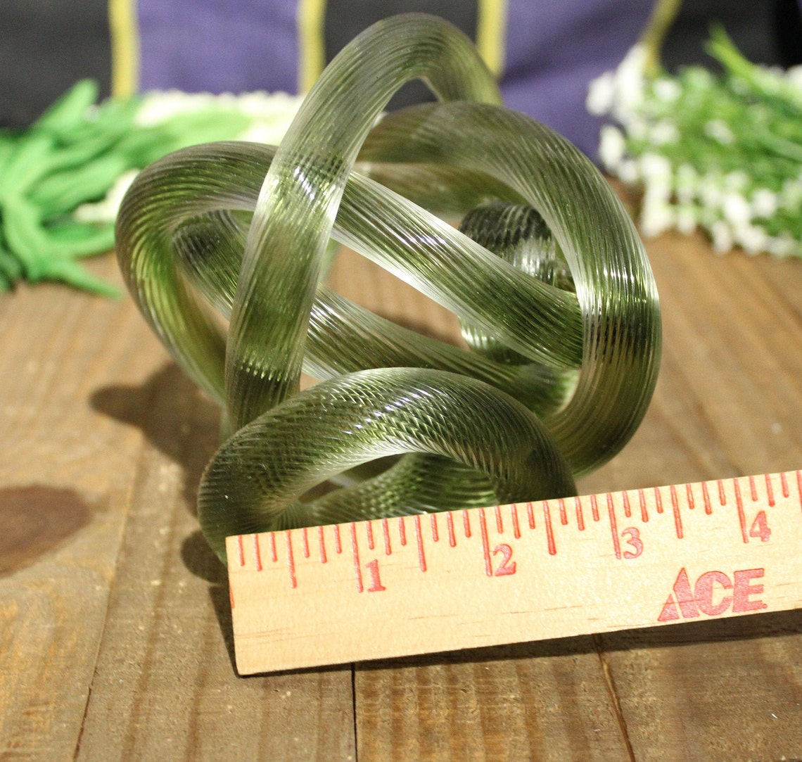 Glass Rope Green Twisted Round Sculpture Home Decor Knick Etsy