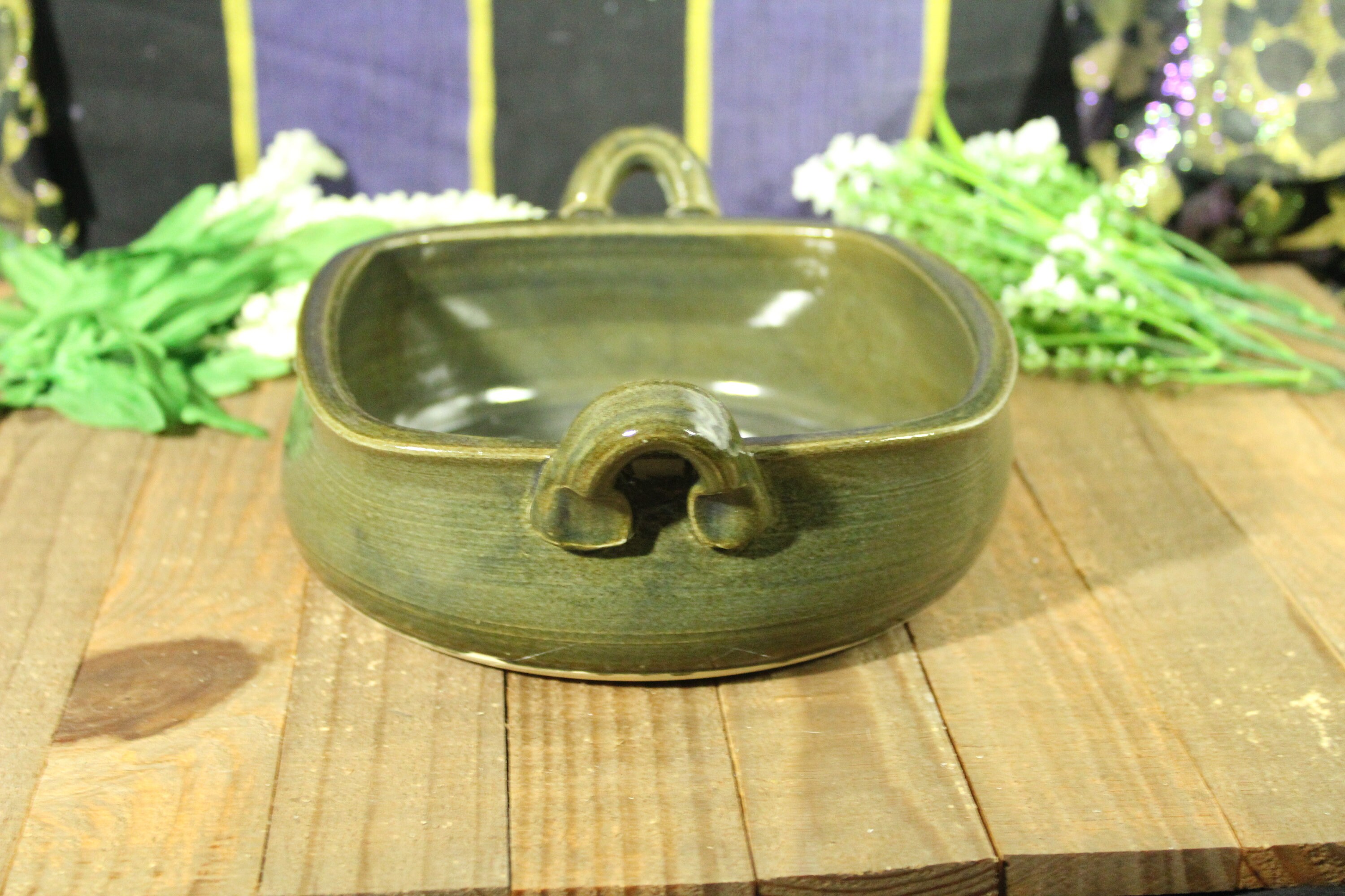 Handmade Pottery Casserole Bakeware Dish With Handles Basket Etsy