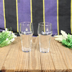 Oranjeboom Clear 5.5 in Tall Beer Glass Set of 2 Home Kitchen Barware