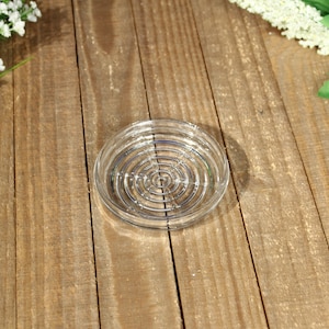 Clear Textured Glass Round Decorative Coaster Dish 4in x 4in Home Decor Living