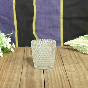 Textured Dimpled Glass Tea Candle Holder 3in x 2in Home Decor Living