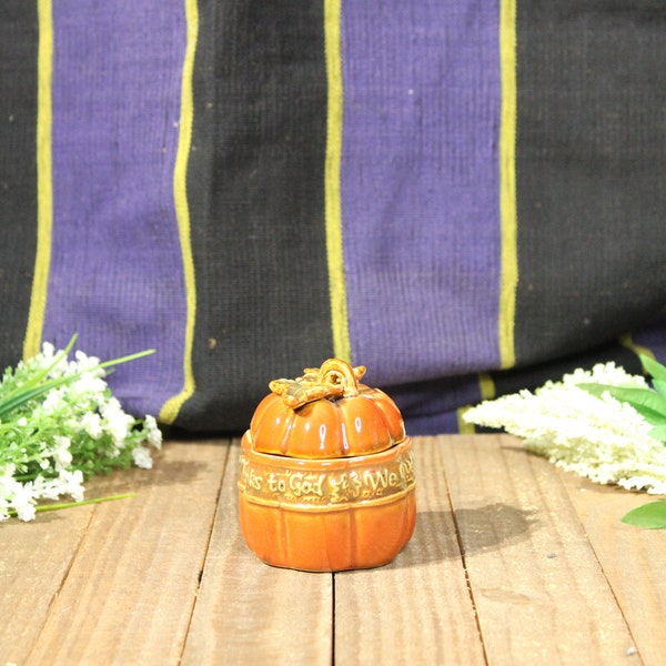 Hand Painted Ceramic Pumpkin Tea Candle Holder 3.5in x 2in Home Decor Knick Knack