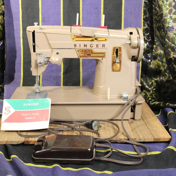 Vintage Singer Style-O-Matic 328K Metal Electric Sewing Machine Home Living