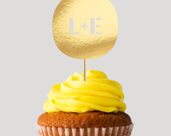 Personalized Cupcake Toppers (Metallic, Stencil)