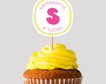 Personalized Cupcake Toppers (Birthday, Bold)