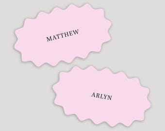 Personalized Flat Place Cards (Wavy Border, Classic, Minimalist)