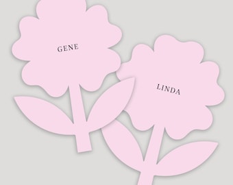 Personalized Flat Place Cards (Flower, Cutout)