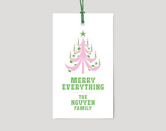 Personalized Gift Tags (Christmas, Modern, Pink Tree)