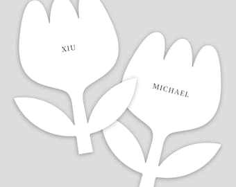 Personalized Flat Place Cards (Flower, Tulip, Cutout)