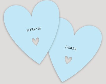 Personalized Flat Place Cards (Heart, Cutout)