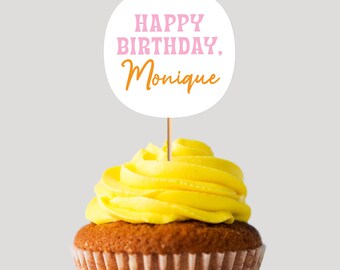 Personalized Cupcake Toppers (Birthday, Cursive, Script)