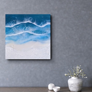 MADE-TO-ORDER, White, Sandy Beach of My Dreams, Abstract Ocean Wall Art, Original Canvas Art