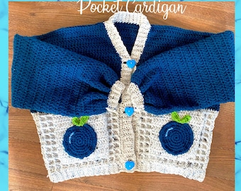 The Blueberry Pocket Cardigan - Crochet PDF Pattern