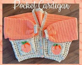The Peach Pocket Cardigan - Crochet PDF Pattern