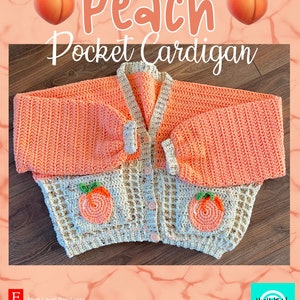 The Peach Pocket Cardigan - Crochet PDF Pattern