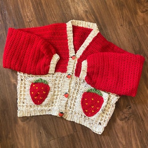 Erdbeer Pocket Cardigan - PDF Häkelanleitung