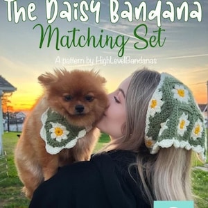 The Daisy Bandana Matching Set Crochet PDF Pattern image 1