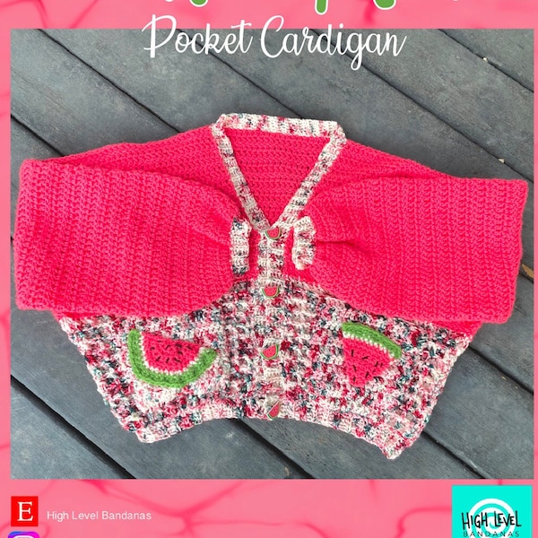 The Watermelon Pocket Cardigan - Crochet PDF Pattern