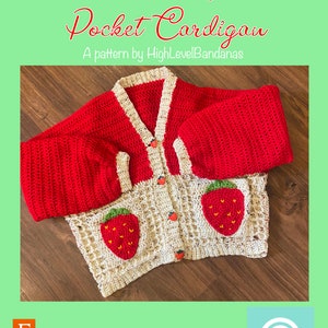 Strawberry Pocket Cardigan Crochet PDF Pattern image 4