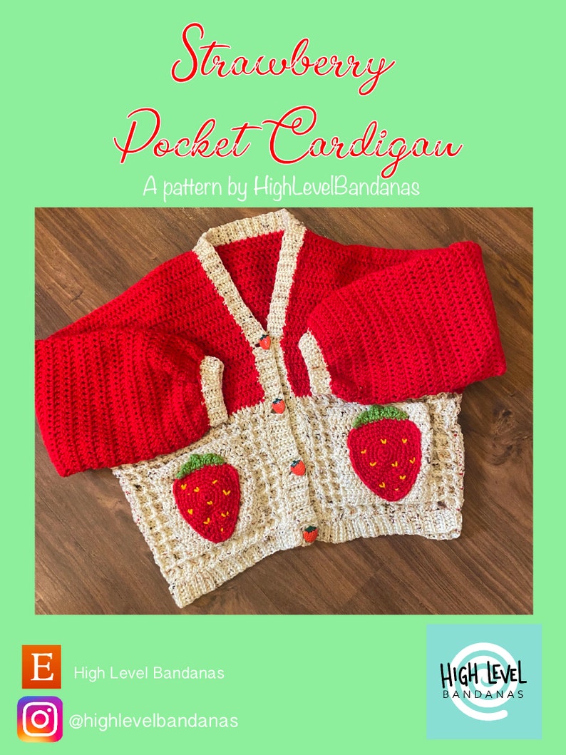 Strawberry Pocket Cardigan Crochet PDF Pattern image 4