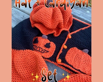 The Pumpkin Patch Set: Hat + Cardigan Crochet PDF Pattern