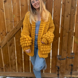 Crochet PDF Pattern: Bobble-Sleeve Sweater