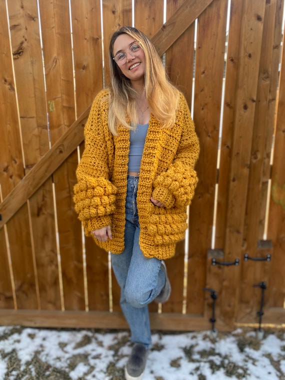 Crochet PDF Pattern Bobble sleeve Sweater Etsy