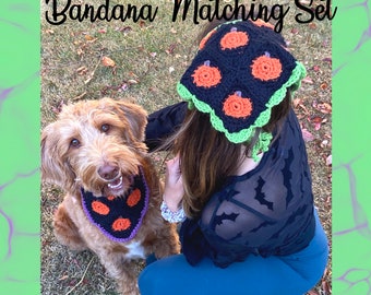 The Pumpkin Bandana Matching Set - Crochet PDF Pattern