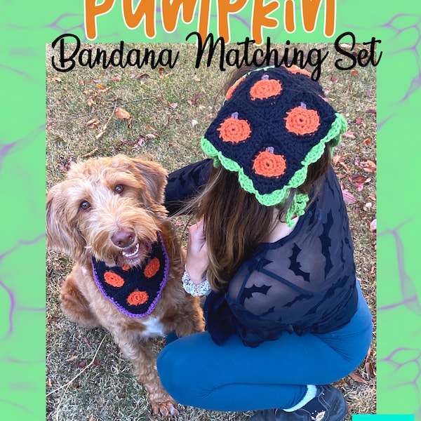 The Pumpkin Bandana Matching Set - Crochet PDF Pattern