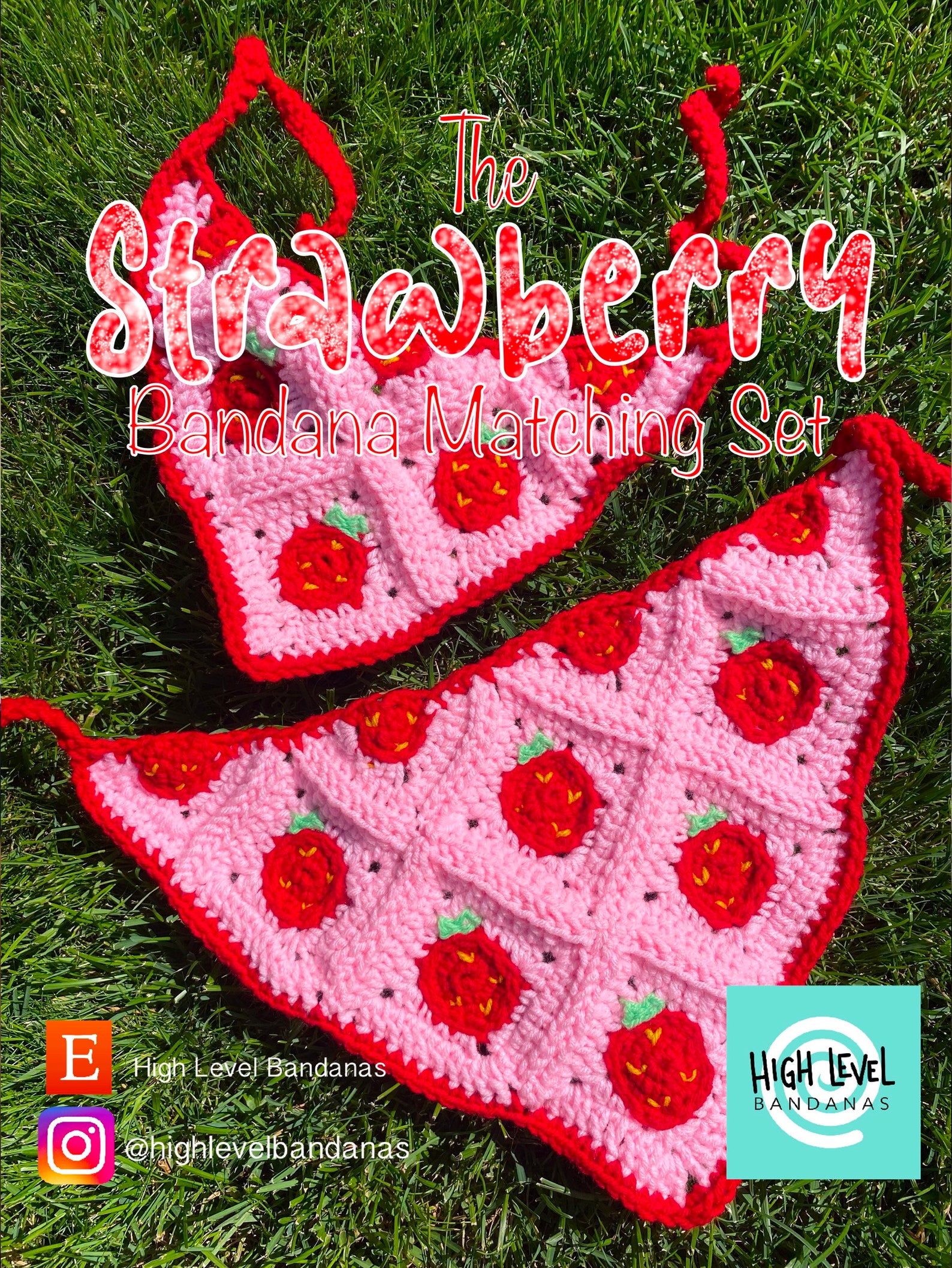 Strawberry Bandana Matching Set Crochet PDF Pattern Etsy