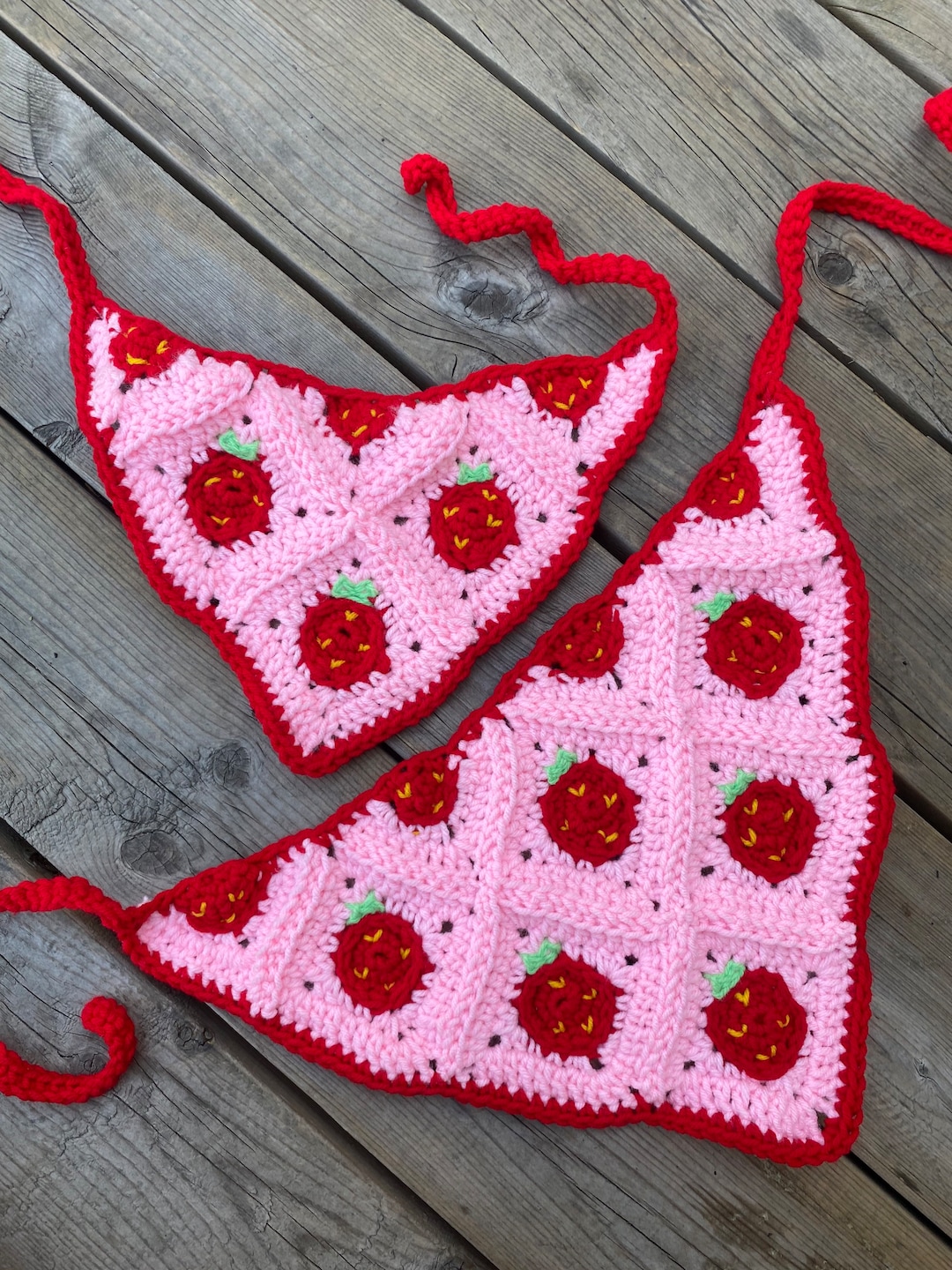 Strawberry Bandana Matching Set Crochet PDF Pattern Etsy