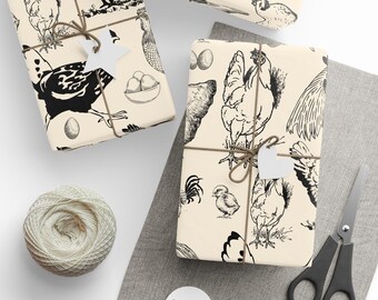 Rustic Farmhouse Chicken Wrapping Paper, Christmas, Giftwrap