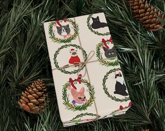 Cats in Christmas Wreaths Wrapping Paper