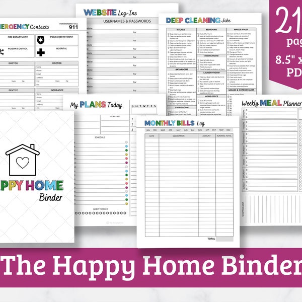 The Ultimate Home Management Binder - Everything you need to organize your entire life! - Meal Plan, Cleaning Schedules, Finances, Health...