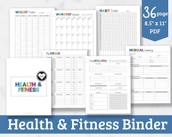 Health and Fitness Binder - Keep Track of Health, Fitness, and Medical Info and Goals!