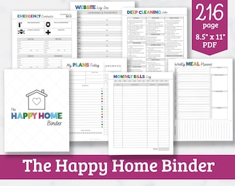 The Ultimate Home Management Binder - Everything you need to organize your entire life! - Meal Plan, Cleaning Schedules, Finances, Health...