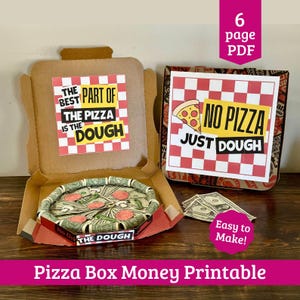 Plantilla imprimible para regalar dinero en forma de caja de pizza - Regalo imprimible en formato PDF - Formas divertidas de regalar dinero - Plantilla para hacer pizza con dinero