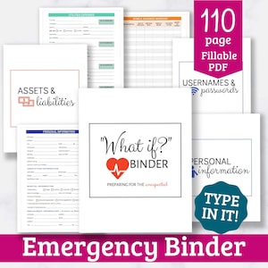 Emergency Binder - Family In Case of Emergency Printable Organizer - Fillable PDF - What If? Binder™ Version 2.0