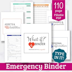 Emergency Binder - Family In Case of Emergency Printable Organizer - Fillable PDF - What If Binder Version 2.0