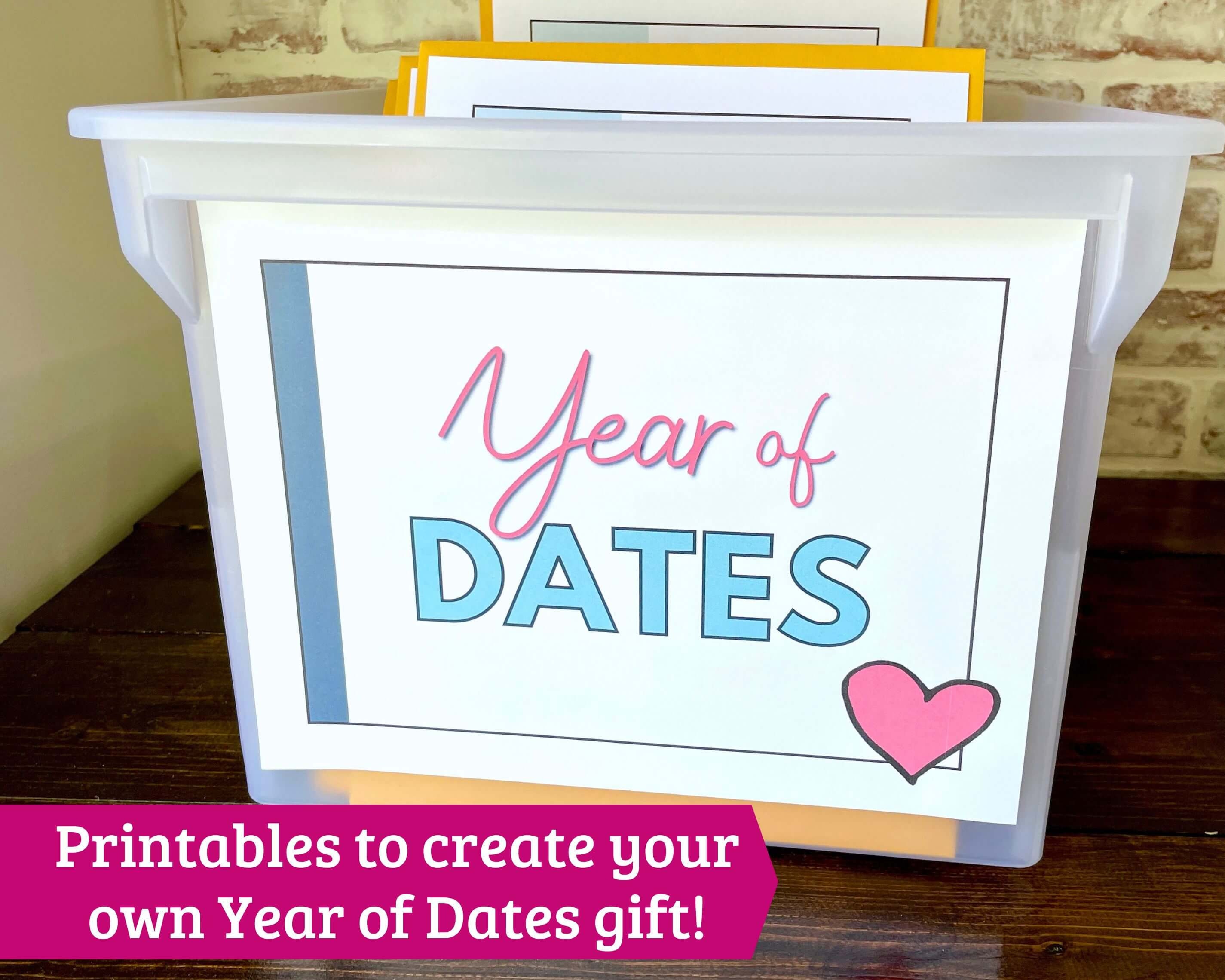 Year of Dates Printables 18 Printable Date Ideas and Envelope Labels to ...
