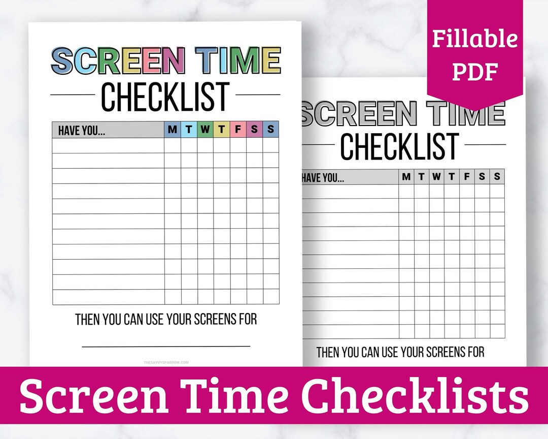 Screen Time Checklist Printable for Kids Before Screen Time Etsy