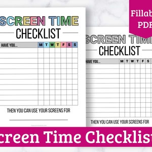 Screen Time Checklist Printable for Kids - Before Screen Time Checklist - Kids Screen Time Rules Printable