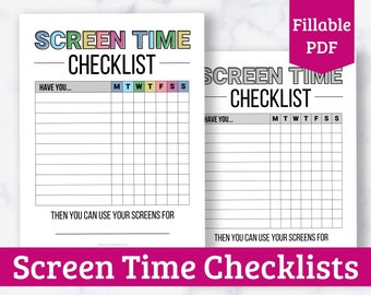 Screen Time Checklist Printable for Kids - Before Screen Time Checklist - Kids Screen Time Rules Printable