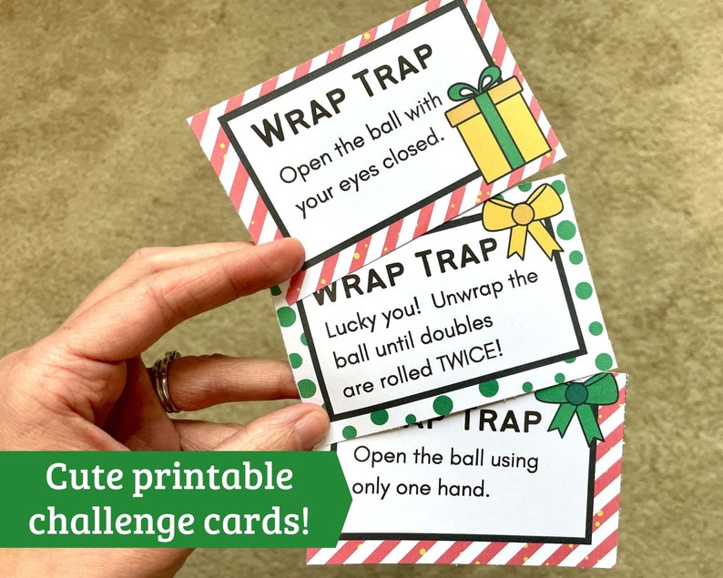 Printable Christmas Saran Wrap Ball Game Challenge Cards Etsy UK