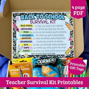 Teacher Survival Kit Printable Gift Tag - Back to School Gift Ideas for Teachers - Survival Kit Printables
