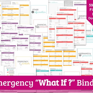 Emergency Binder - Family In Case of Emergency Printable Organizer - What If? Binder ™ Fillable PDF