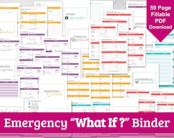 Emergency Binder - Family In Case of Emergency Printable Organizer - Fillable PDF